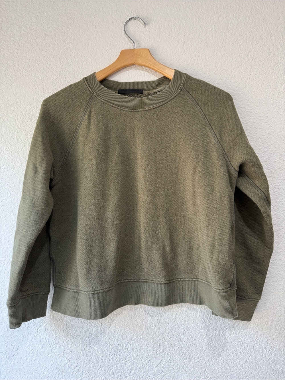 Jenni Kayne Saturday Women's Olive Green Crewneck Sweatshirt Relaxed Fit Sz S